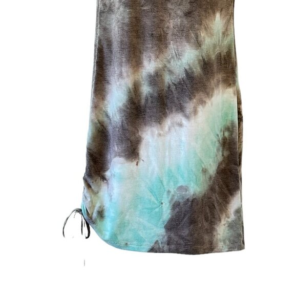Pretty Garbage Tie Dye T-Shirt Mini Dress Purple Teal White Rouching at Side   S - Picture 4 of 8